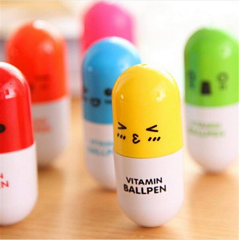 Rienar 24pcs Vitamin pill Ballpoint Pen, Novelty Retractable Gift Ball pen with Smiling Face Cute Cartoon Emotion - Image 4